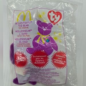 McDonald's Happy Crew Member Only TY Teenie Beenie Millennium The Bear Plush Toy